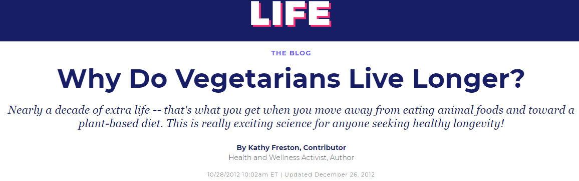 Why Do Vegetarians Live Longer.